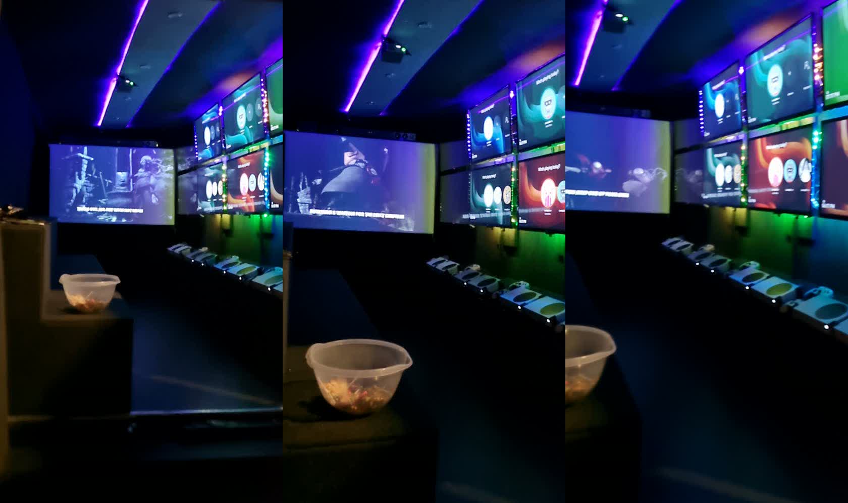 Interior in party lighting with the ceiling projector running